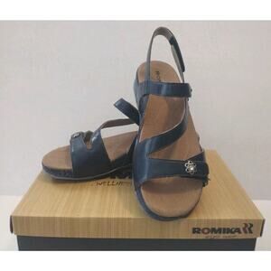 Romika Blue (Jeans)Leather Adjustable Slingback Sandals Fidschi US 6-6.5/EU 37